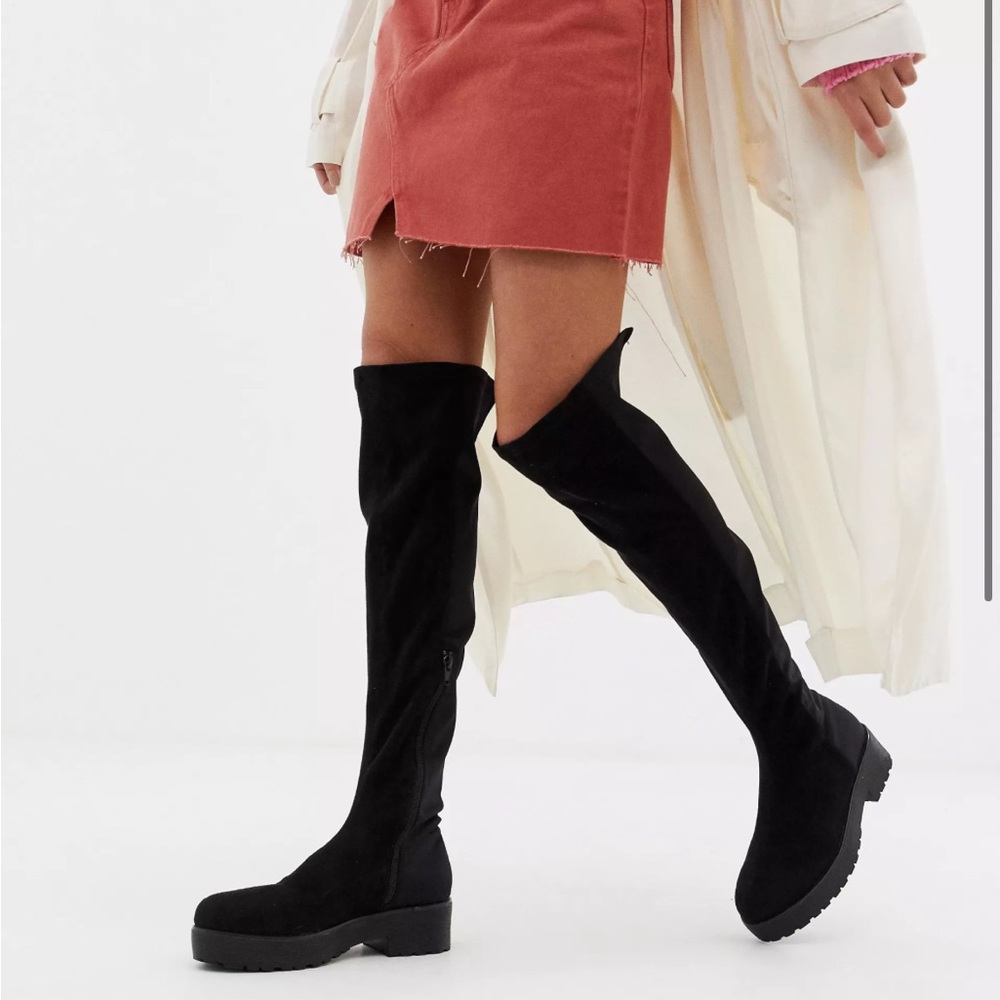 Lost Ink Chunky Over The Knee Boots